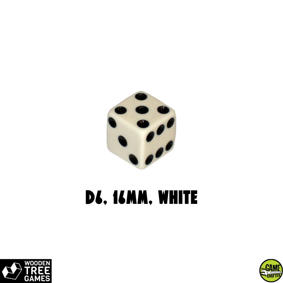 Würfel D6, 16mm, weiß - Wooden Tree Games