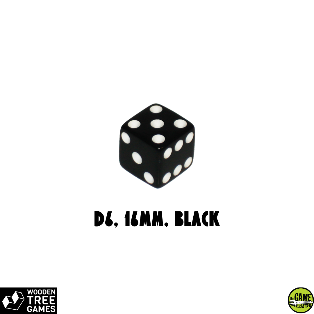 Würfel D6, 16mm, schwarz - Wooden Tree Games