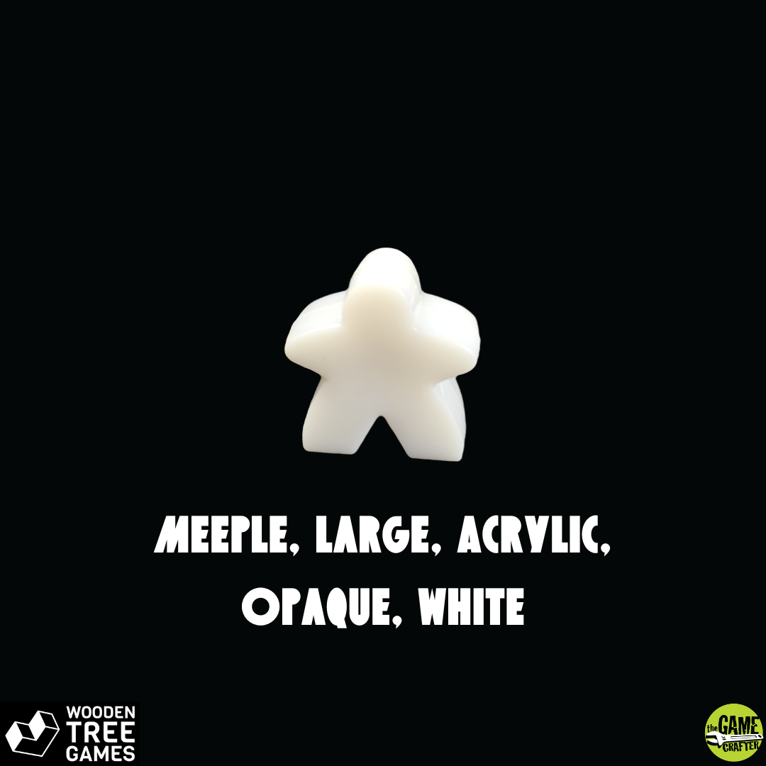 Meeple, Large, Acrylic, Opaque, White - Wooden Tree Games