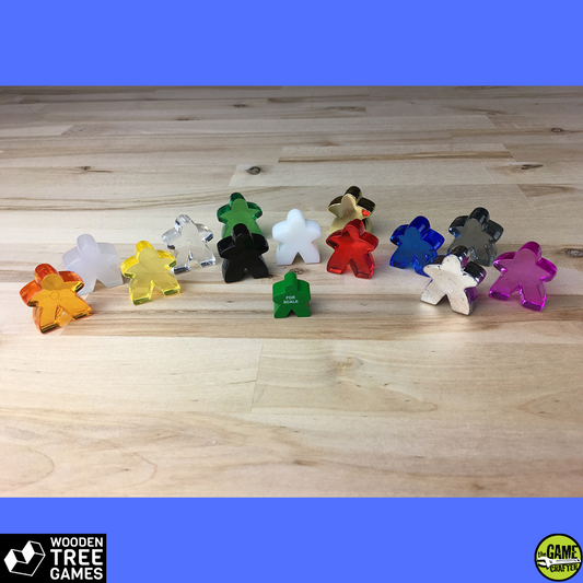 Meeple, Large, Acrylic, Transparent, Blue - Wooden Tree Games