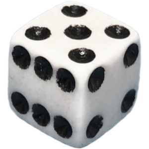 D6 cube, 8mm, white