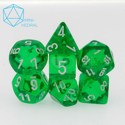 Mini-hedral Transparent Polyhedral Grün / weiß 7-Würfel Set