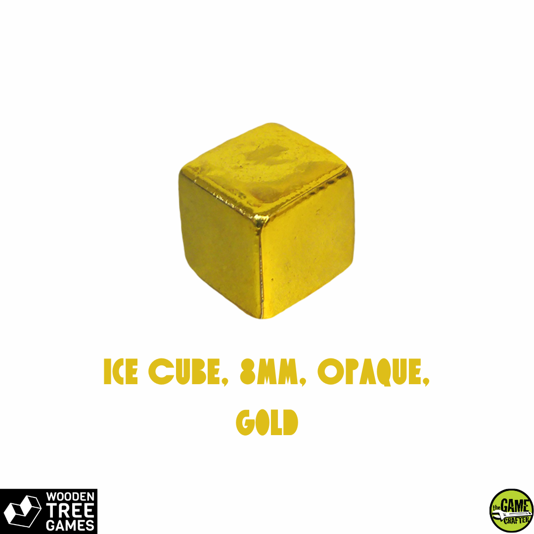 Ice Cube, 8mm, Opaque, Gold - Wooden Tree Games